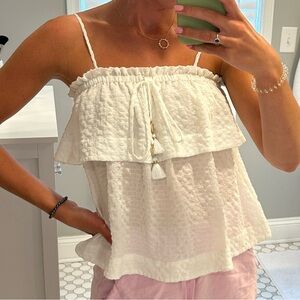 Lilly Pulitzer White Textured Shell Tank Top